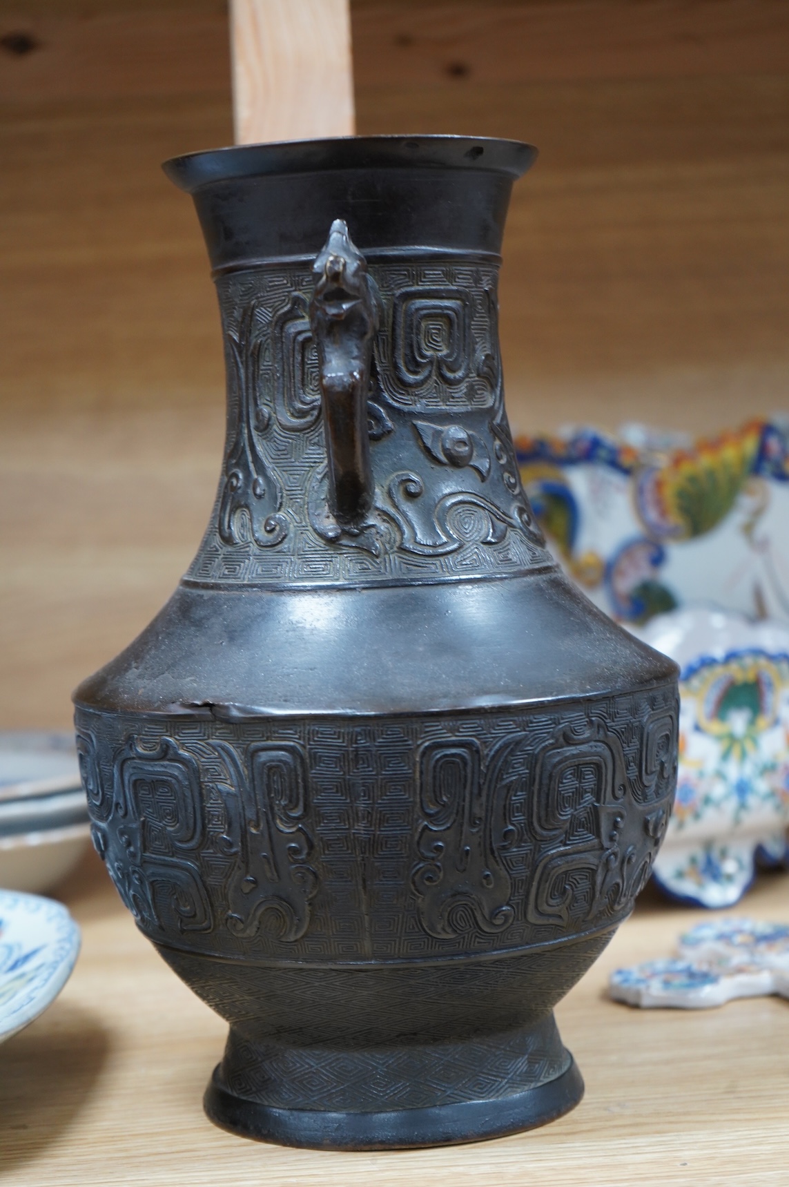A 19th century Chinese archaistic bronze vase, 31cm high